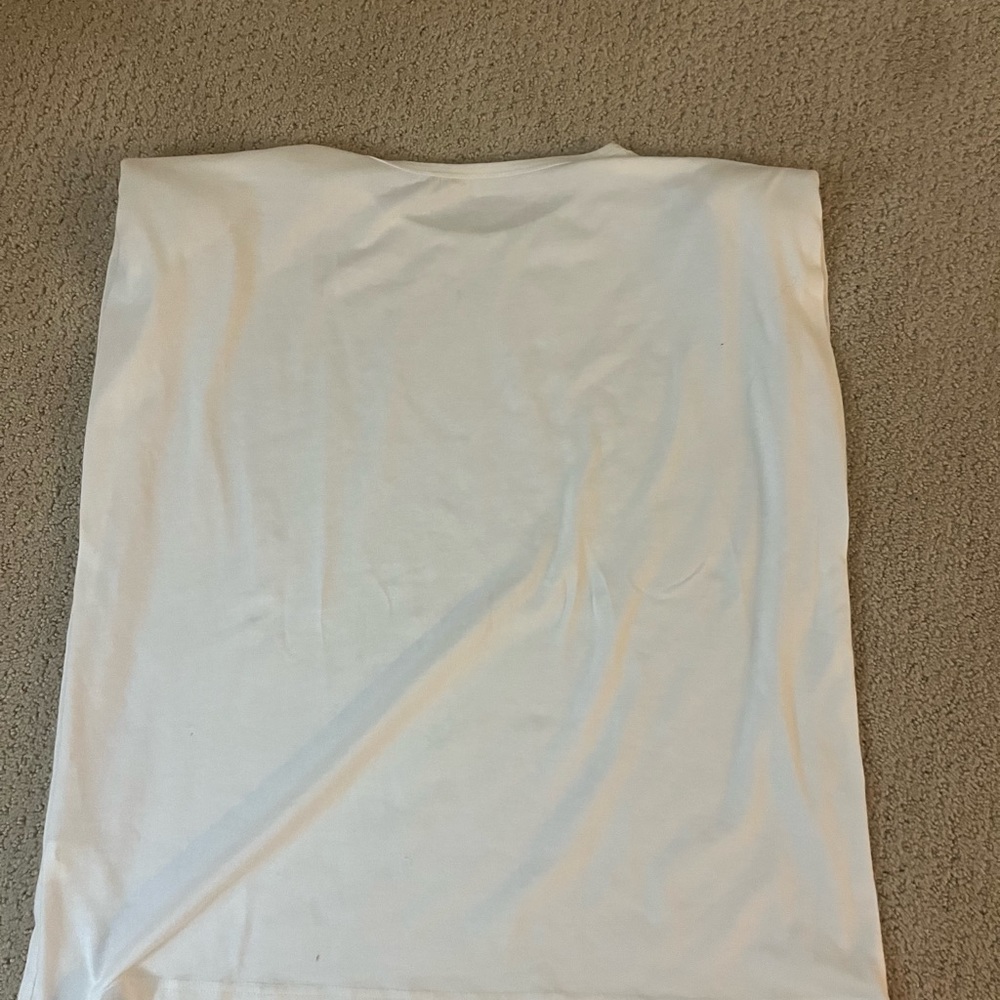 white padded shoulder top